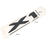 Emblema Auto Negru BMW X1, Plastic, Fixare Banda Dubla Adeziva
