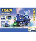 Locomotiva Muzicala Aburi cu Fum si Lumina Stitch, Copii Peste 3 Ani, Plastic Netoxic, Bump &amp; Go