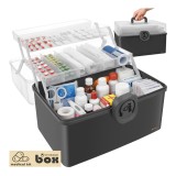 Cutie organizatoare pentru medicamente Ruhhy, 2 nivele, gri transparent