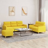 VidaXL Set de canapele cu perne, 3 piese, galben deschis, textil