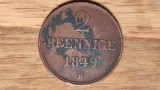 Germania state Hanovra - moneda de colectie - 2 pfennig pfennige 1849 B superba!, Europa