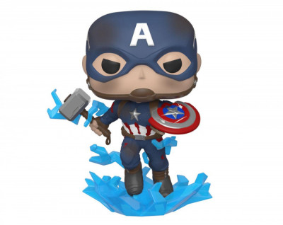 Avengers: Endgame POP! Movies Vinyl Figure Captain America w/Broken Shield &amp;amp; Mj&amp;ouml;lnir 9 cm foto