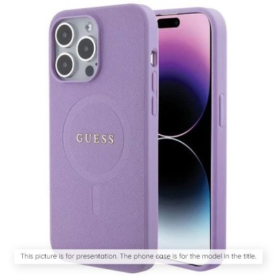 Husa Guess Saffiano MagSafe iPhone 16, mov, (GUHMP16SPSAHMCU) foto
