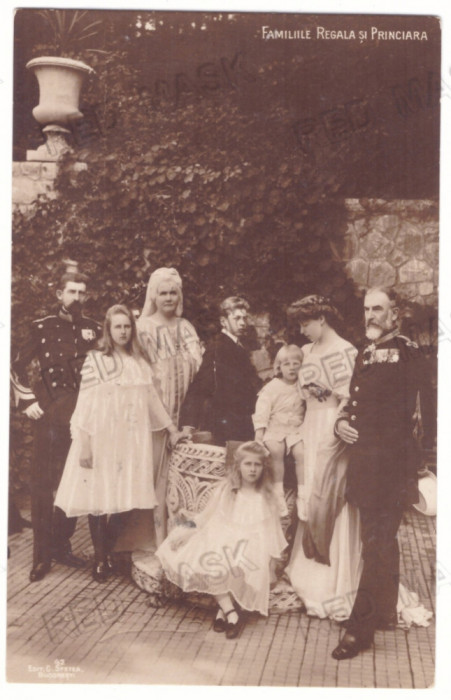 3741 - Carol I, Ferdinand, Maria, Familia Regala, - old postcard - used - 1912