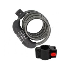 Antifurt cu cifru, suport de atasare pentru bicicleta, otel PVC, lungime cablu 120 cm, negru
