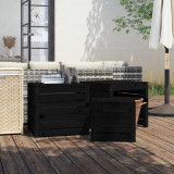 Set cutie de gradina, 3 piese, negru, lemn masiv de pin GartenMobel Dekor, vidaXL