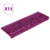 Cumpara ieftin Covorase pentru scari, 15 buc., 65x21x4 cm, violet, cu margini dreptunghiulare
