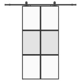 Usa glisanta cu set de feronerie neagra sticla securizata