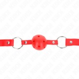KINK - BREATHABLE BALL 4 CM GAG WITH DOUBLE RIVET MODEL 1 RED 62.5 x 2.5 CM ADJUSTABLE 42-58 CM, KINK COLLAR &amp; GAG