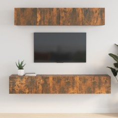 vidaXL Set dulapuri TV, 5 piese, stejar fumuriu, lemn prelucrat