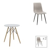 Cumpara ieftin Set masa si scaune 3 piese Julita-Noor Gri 60x60x76 cm