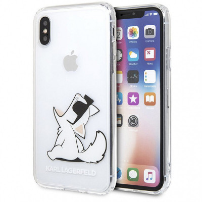 Husa Plastic Karl Lagerfeld Choupette Fun pentru Apple iPhone X / Apple iPhone XS, Transparenta KLHCPXCFNRC foto