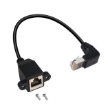 Cablu ethernet cu unghi de 90&deg; RJ50 10P10C Qianrenon, metal/plastic, negru, 30 cm
