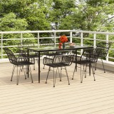 VidaXL Set mobilier de grădină, 7 piese, negru, poliratan