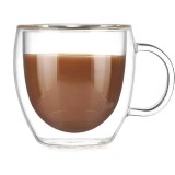 Cana pentru cafea, cu pereti dubli, 150 ml, sticla, transparenta, dimensiuni: 4.5 x 8 x 6.5 cm, Oem