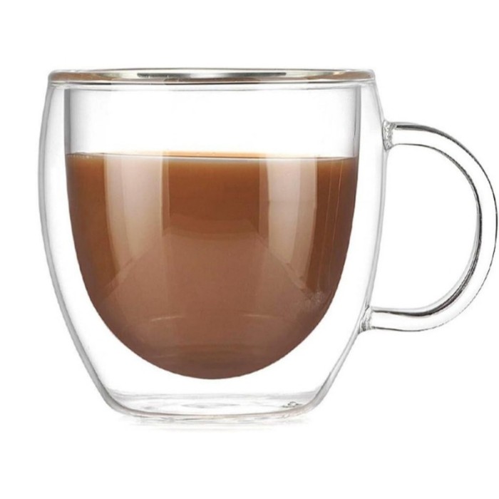 Cana pentru cafea, cu pereti dubli, 150 ml, sticla, transparenta, dimensiuni: 4.5 x 8 x 6.5 cm