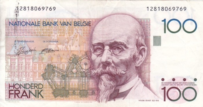 BELGIA 100 francs ND VF/VF+!!!