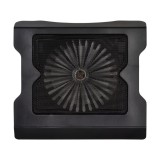 Suport Laptop cu Cooler Mare 160mm, LED Albastru, USB, Negru, Plastic ABS, Silentios, Ventilator 500 RPM, Durata 30000 ore
