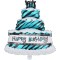 Balon din folie metalizata, flippy, model tort cu 4 straturi, balon aniversar, model happy birthday, 62x43 cm, ambalaj individual, pai inclus, umflar