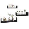 Set 3 Etajere Suspendate U MDF Negru Rafturi Moderne Design Elegant