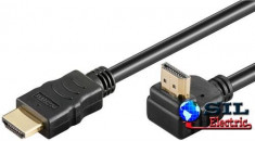 Cablu HDMI2.0 cu ethernet 19p tata - HDMI 19p tata 90? aurit OFC 1m foto