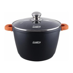 Oala aluminiu turnat cu capac, 24 x 16.5 cm , 6.3 L, Dark Line, Cooking by Heinner