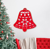 Decor de perete - Crăciun - clopoțel - 39.5 x 42 cm - roșu / auriu 58624A, General