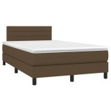 Cumpara ieftin Pat box spring cu saltea, maro inchis, 120x190 cm, textil
