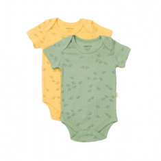 Set 2 body-uri Printed, BabyCosy, 50% modal+50% bumbac, Lamaie/Verde (Marime: 12-18 Luni)