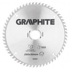 Disc circular vidia, pentru aluminiu, 100 dinti, 250x30 mm, Graphite  GartenVIP DiyLine
