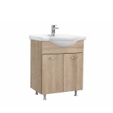 Dulap Baie Inferior Ruben 65 Stejar Sonoma cu Lavoar Ceramică, 72x62x33 cm, PAL, Montat