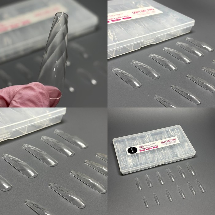 Tipsuri din gel &bdquo;3D diamonds&rdquo;, balerină lungă, 09, 120 buc, 12 dimensiuni