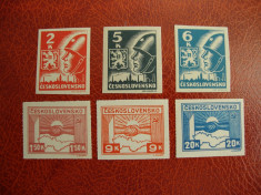 CEHOSLOVACIA NEDANTELATE MNH 1945 - 2 SERII /PRIMA COMPLETA foto