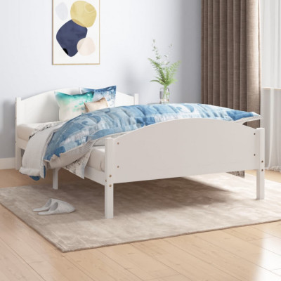 vidaXL Cadru de pat, alb, 160x200 cm, lemn masiv de pin foto