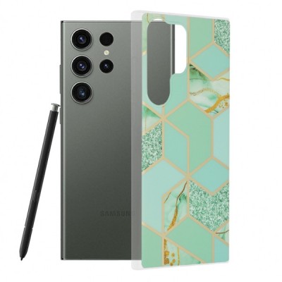 Husa pentru Samsung Galaxy S23 Ultra S918, Techsuit, Marble, Verde foto