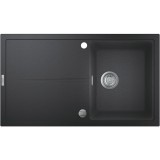 Chiuveta bucatarie compozit Grohe K400 31640AP0, 860x500 mm, reversibil, montare pe blat, evacuare automata, Kit montaj si evacuare inclus, Negru gran