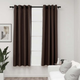 VidaXL Perdele opace aspect p&acirc;nză ocheți 2 buc. gri taupe 140x175 cm