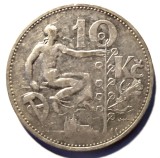 Moneda Argint Cehoslovacia 10 Coroane 1930 VF++XF Argint