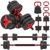 SPORTNOW Set gantere reglabile 5 &icirc;n 1, 20 kg, cu bară de conectare, haltere și kettlebell | Aosom Romania