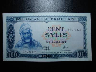 GUINEEA 100 SYLIS 1971 UNC- foto