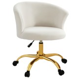 Vinsetto Scaun de birou, fotoliu de birou ergonomic reglabil &icirc;n &icirc;nălțime, șezut confortabil pivotant, picioare din oțel alb | Aosom Romania