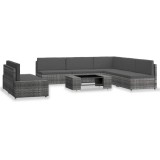 Cumpara ieftin Set mobilier de gradina, 7 piese, gri, poliratan