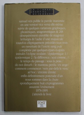 LA PAROLE INANIMEE par SAMUEL VEIS , rehusse de huit cryptogrammes de l &amp;#039;auteur , 2002 foto