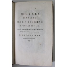 OEUVRES COMPLETES DE J.J. ROUSSEAU , TOME 12 : EMILE OU DE L &#039;EDUCATION ( TOME TROISIEME ) , 1792