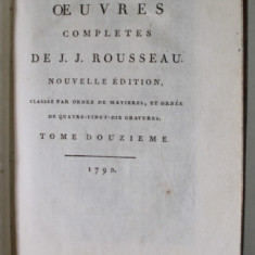 OEUVRES COMPLETES DE J.J. ROUSSEAU , TOME 12 : EMILE OU DE L 'EDUCATION ( TOME TROISIEME ) , 1792