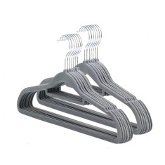 Set 20 umerase pentru haine DEPOX&reg;, Catifea, Antiderapant, Gri