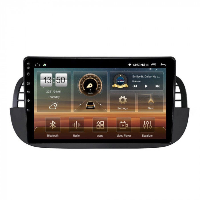 Navigatie dedicata cu Android Fiat 500 2007 - 2015, negru, 4GB RAM, Radio GPS