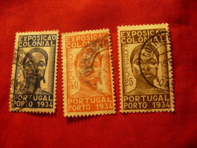 Serie Portugalia 1934 - Expozitia Coloniala , 3 valori stampilate foto