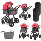 Carucior 3 in 1 Lorelli Alexa Cherry Red, cos auto inclus, Rosu