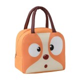 Geanta lunch bag portocalie 22 x 14 x 19 cm pentru copii, termoizolanta, model catelus, gradinita, scoala, picnic si calatorii